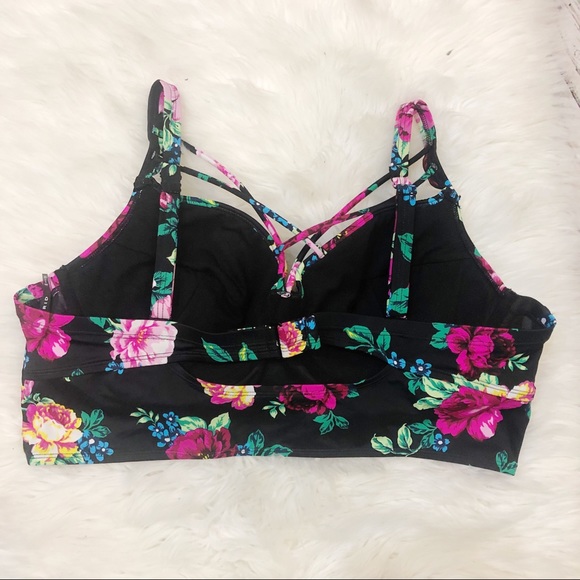 Torrid Black Floral Lattice Underwire Swim Bikini Top Plus Size 3 D/DD - Picture 4 of 7